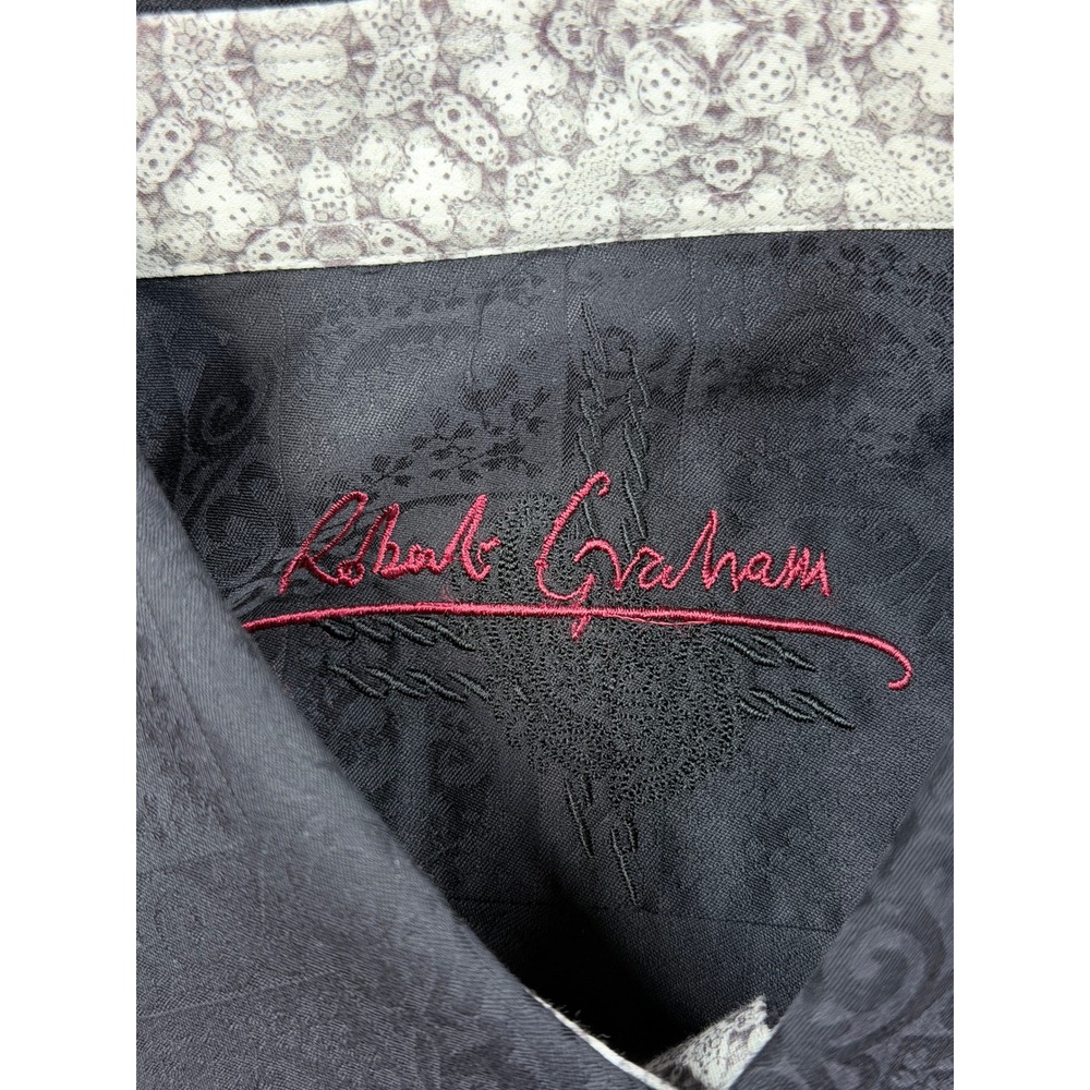 Robert Graham Mens XL Long Sleeve Button Down Shirt Black Paisley Jacquard - Picture 5 of 10